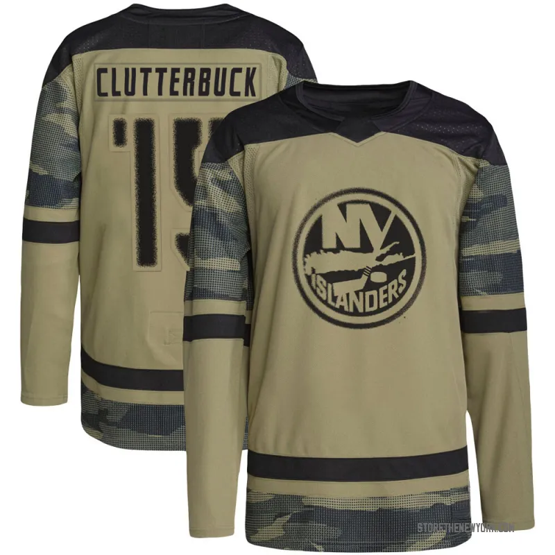 Camo Youth Cal Clutterbuck Authentic New York Islanders Military Appreciation Practice Jersey