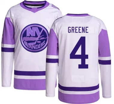 Green Youth Andy Greene Authentic New York Islanders Hockey Fights Cancer Jersey