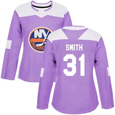 Purple Women's Billy Smith Authentic New York Islanders Fights Cancer Practice Jersey