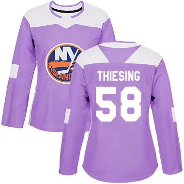 Purple Women's Camden Thiesing Authentic New York Islanders Fights Cancer Practice Jersey