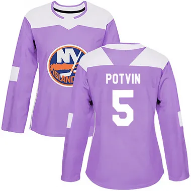 Purple Women's Denis Potvin Authentic New York Islanders Fights Cancer Practice Jersey