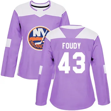 Purple Women's Liam Foudy Authentic New York Islanders Fights Cancer Practice Jersey