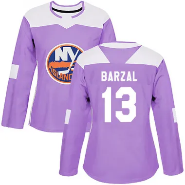 Purple Women's Mathew Barzal Authentic New York Islanders Fights Cancer Practice Jersey
