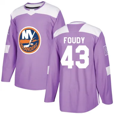 Purple Youth Liam Foudy Authentic New York Islanders Fights Cancer Practice Jersey