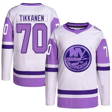 White/Purple Youth Henrik Tikkanen Authentic New York Islanders Hockey Fights Cancer Primegreen Jersey