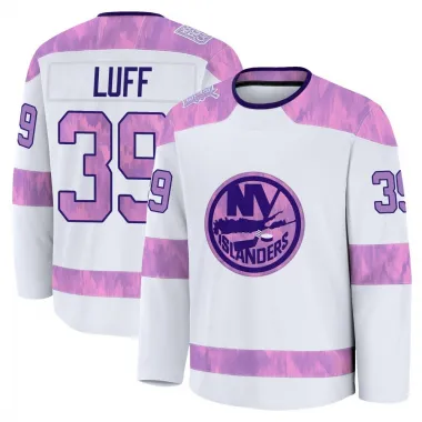 White Youth Matt Luff Premium New York Islanders 2024 Hockey Fights Cancer Practice Jersey