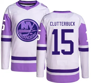 Men's Cal Clutterbuck Authentic New York Islanders Hockey Fights Cancer Jersey