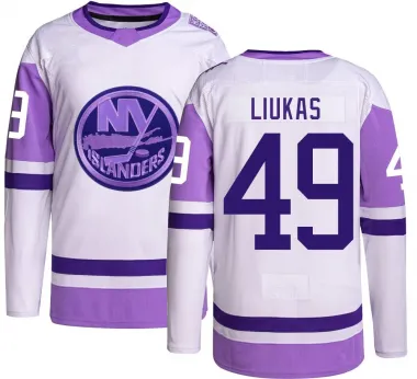 Men's Eetu Liukas Authentic New York Islanders Hockey Fights Cancer Jersey
