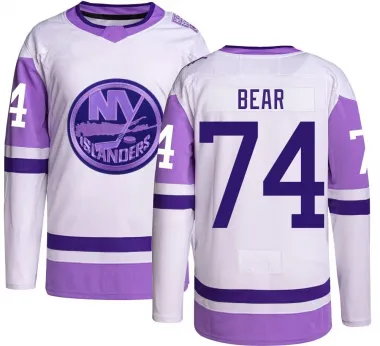 Men's Ethan Bear Authentic New York Islanders Hockey Fights Cancer Jersey