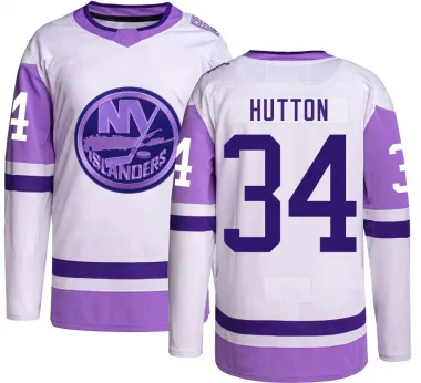 Youth Grant Hutton Authentic New York Islanders Hockey Fights Cancer Jersey