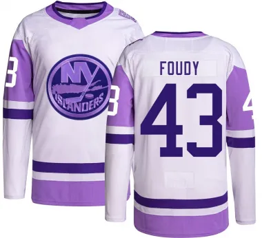Youth Liam Foudy Authentic New York Islanders Hockey Fights Cancer Jersey